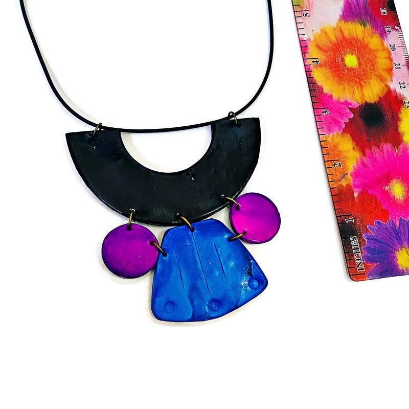 Blue & Purple Statement Earrings Post or Clip Ons - "Janet"