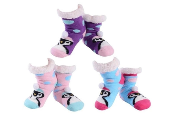 Sherpa Stretch Penguin Slipper Socks - One Size