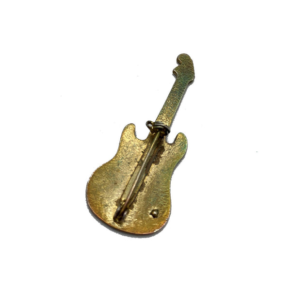 Vintage metal artistic style guitar shape brooch for a music lover