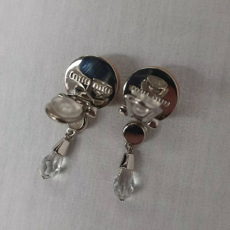 Gorgeous Miu Miu clip-on earrings wood with diamantes & dust bag