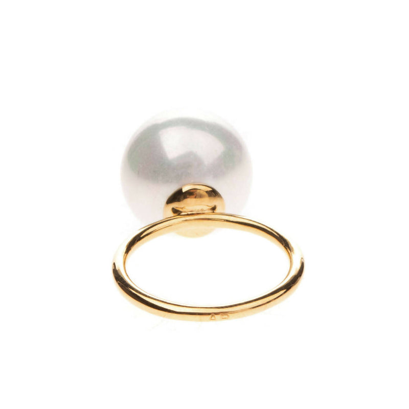 AURELIE BIDERMANN Cocktail Ring Size UK I 1/2 / US 4.5 Faux Pearl Logo