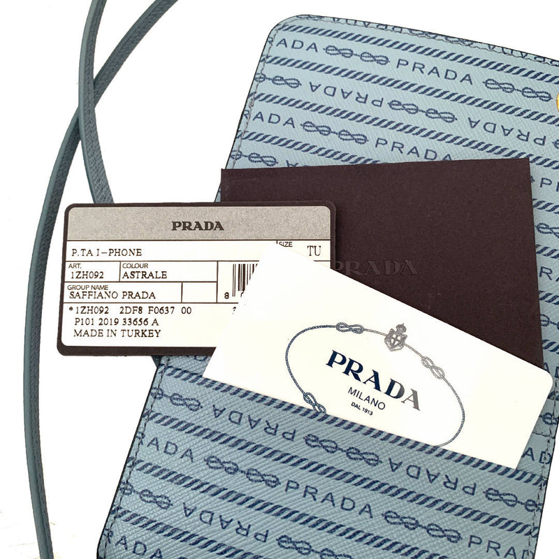 New Prada Saffiano crossbody graphic printed Jazzy passport phone pouch bag with card holder