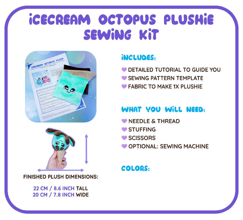 Ice cream Octopus Plushie Sewing Kit