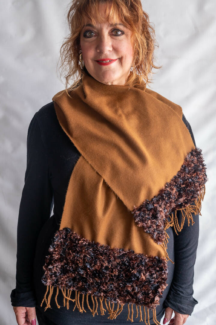 100% Cashmere Wrap with Knit Cuffs
