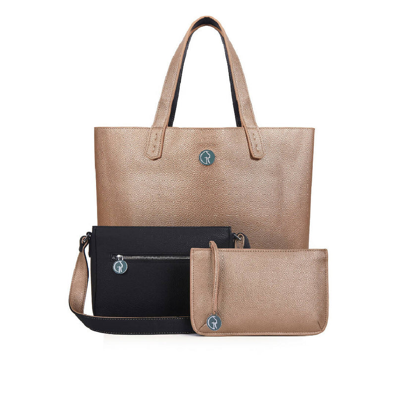 The Morphbag by GSK Signature Handbag Set in Black and Rose Gold