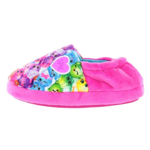 Girls Novelty Shopkins Slippers - Pink Plush Fabric