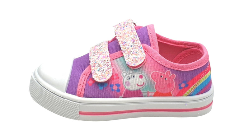 Peppa Pig Girls Twin Bar Canvas Shoes in Pink and Lilac