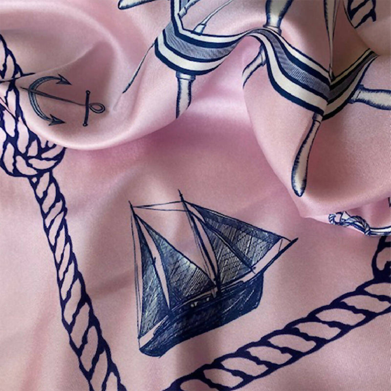 SILK SCARF NAUTICAL CHIC PINK COLOR
