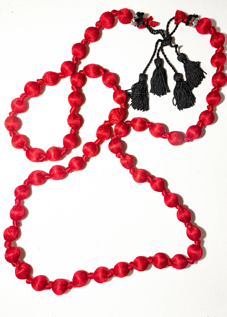 Bold & Beautiful, Triple Strand, Silky Fabric-Wrapped Bead Necklace