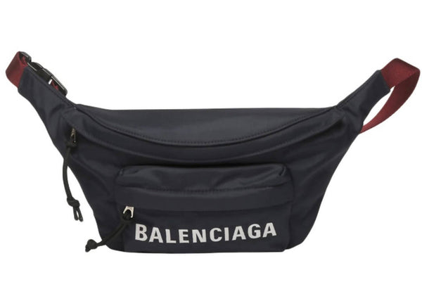 Balenciaga Wheel Belt Pack Navy/Red in Nylon with Silver-tone
