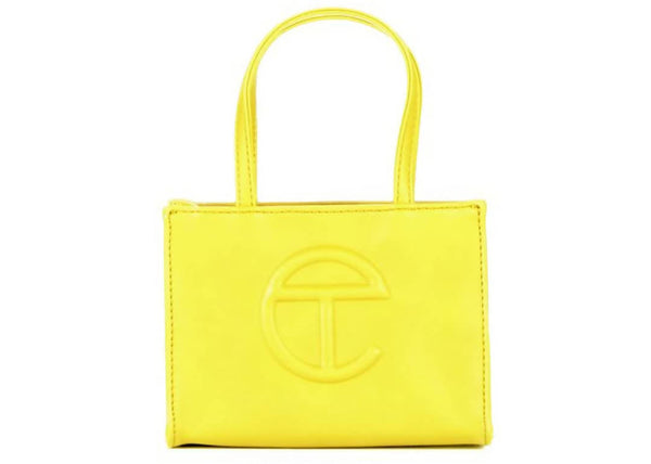 Telfar Shopping Bag Small Yellow in Vegan Leather with Silver-tone