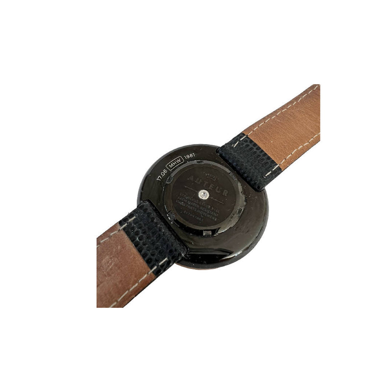Vintage AUTEUR Minimalist Watch with Copper Case and Black Leather Strap