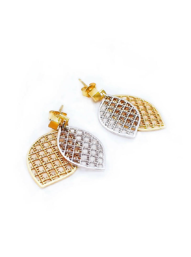Sustainable silver + gold plated earrings LEAVES