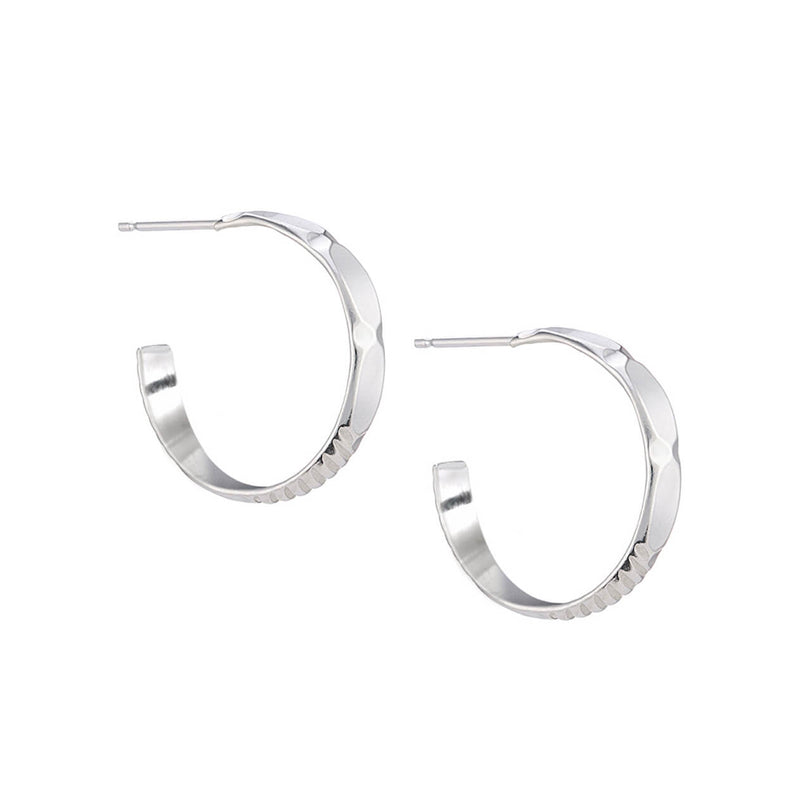 Deco Hoop Earrings Sterling Silver