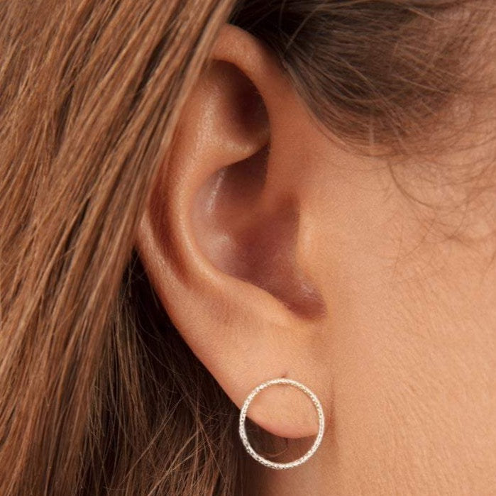 Large Circle Stud Earrings Sterling Silver