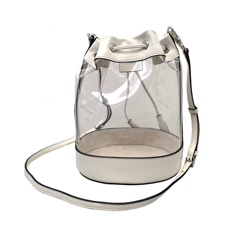 New Miu Miu summer must have iconic white and transparent drawstring bucket leather bag