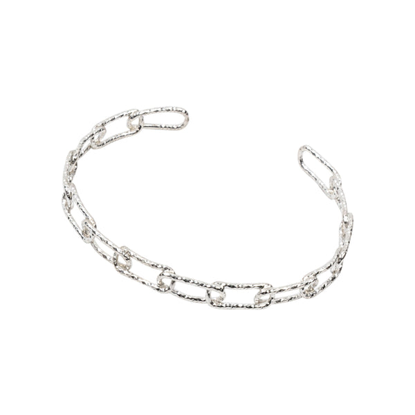 Link Chain Cuff Bracelet Sterling Silver