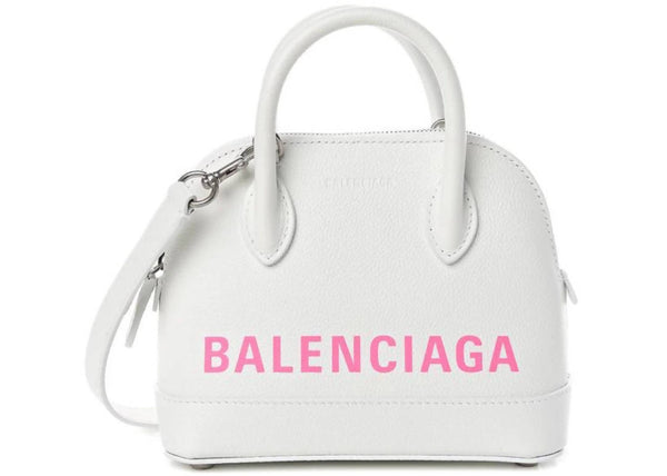 Balenciaga Ville Top Handle XXS White/Pink in Calfskin with Silver-tone