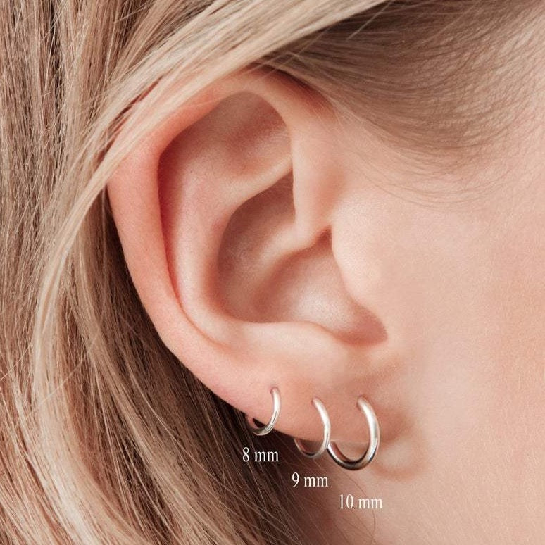Small Twisted Huggie Hoop Earrings Sterling Silver