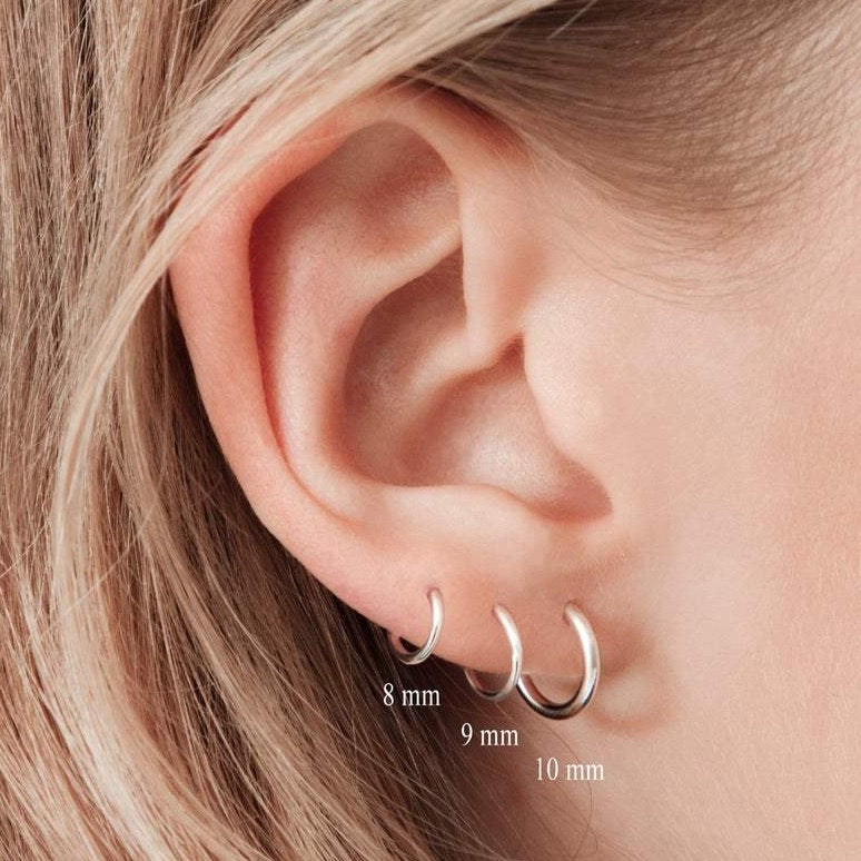 Small Huggie Hoop Earrings Sterling Silver