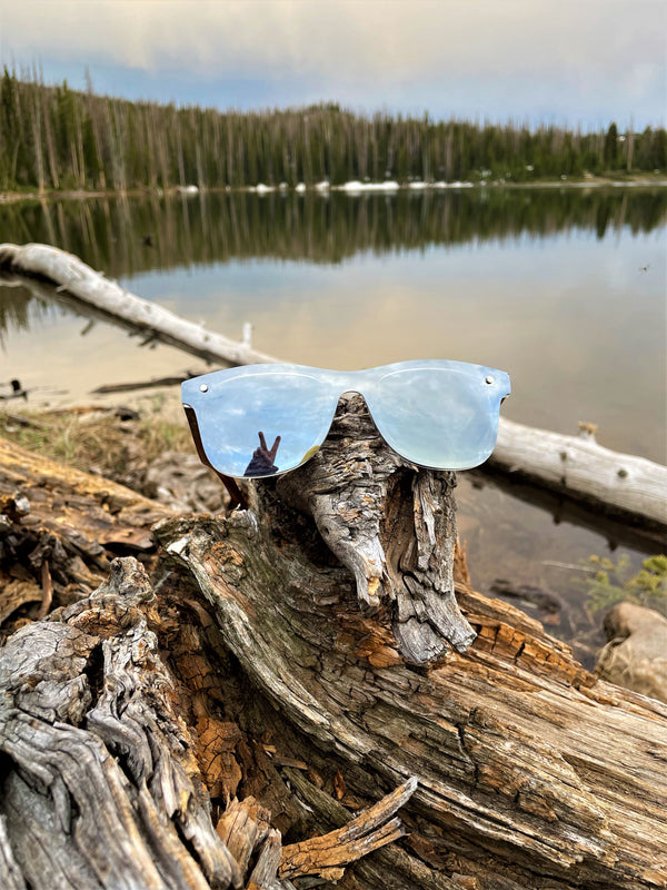 Mirror - Silver Mirror Polarized SAARA Shades with Zebra Wood Arms