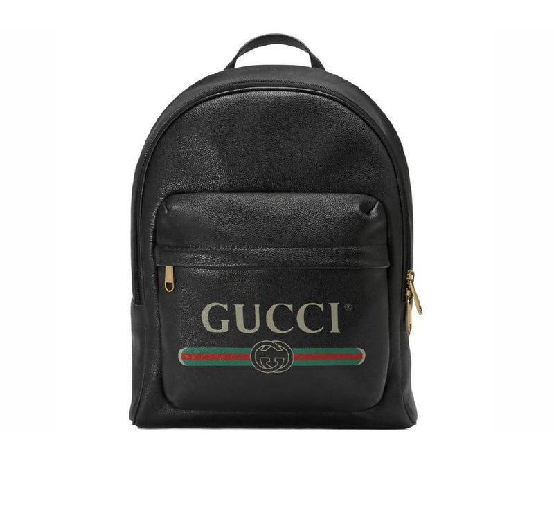 Gucci Backpack Vintage Logo Black in Leather with Gold-tone