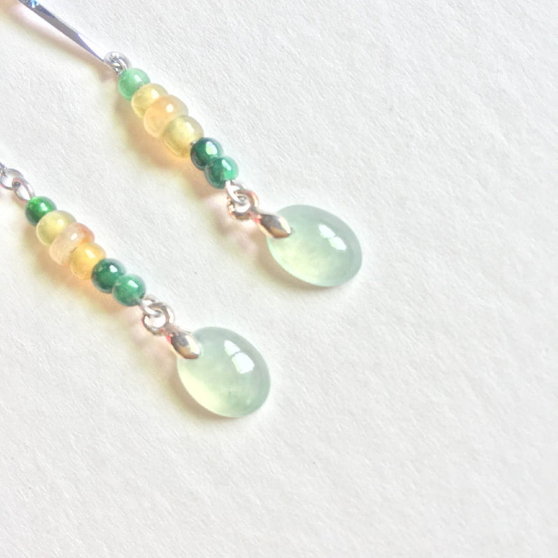 Green corn jade tear drop earrings with 925 silver