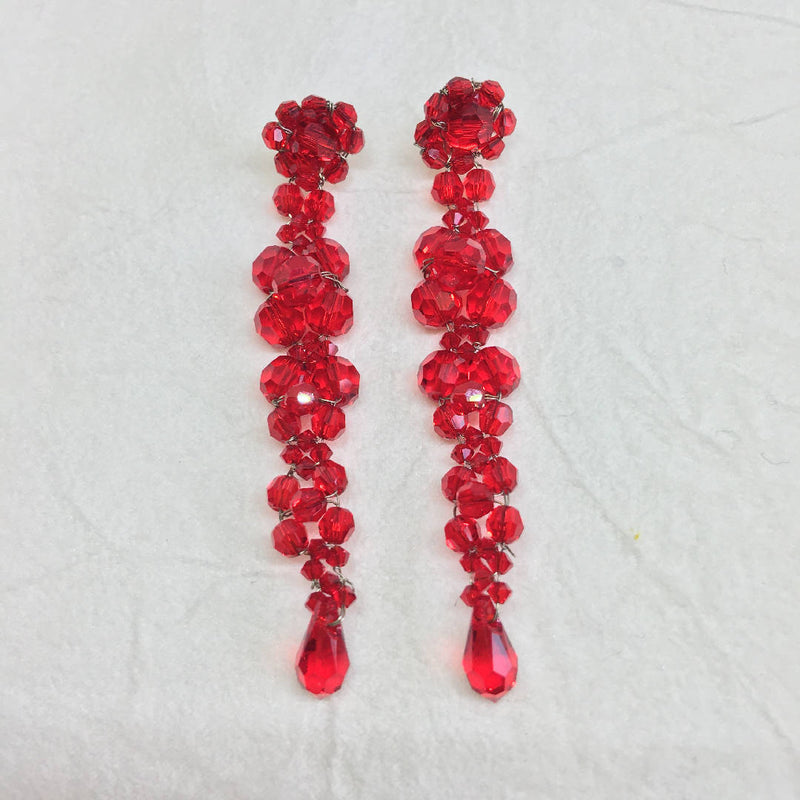 Handcrafted Swarovski crystal red earrings
