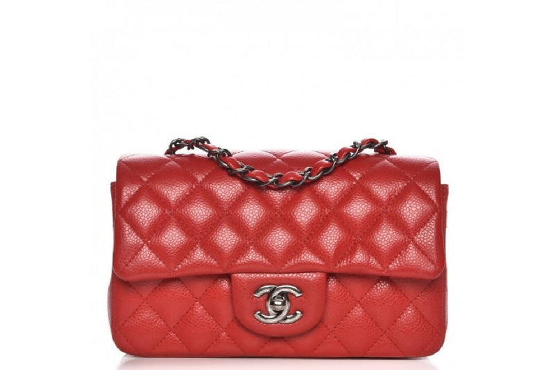 Chanel Rectangular Flap Diamond Quilted Mini Red