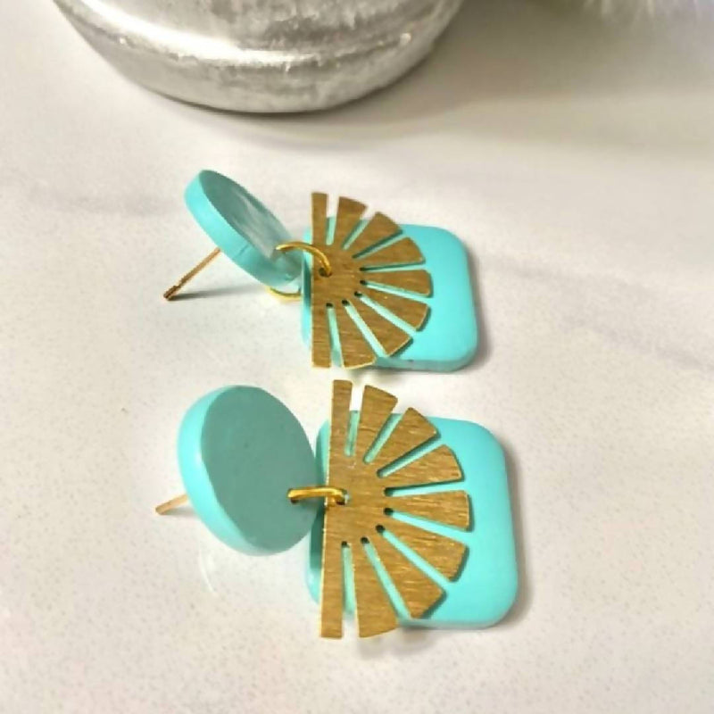 Turquoise Ray of sunshine drop earrings by Shape Lab Jewellery