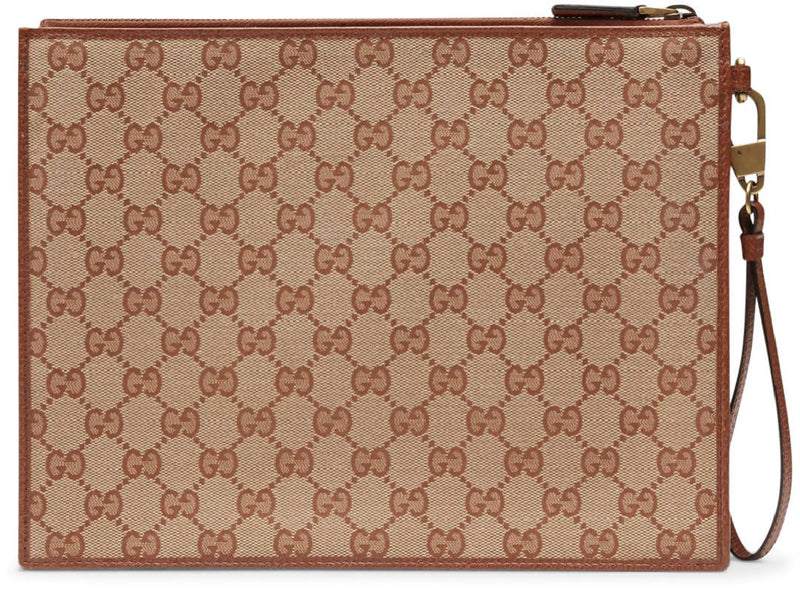 Gucci NY Yankees Patch Pouch GG Beige/Brick Red in Canvas with Gold-tone