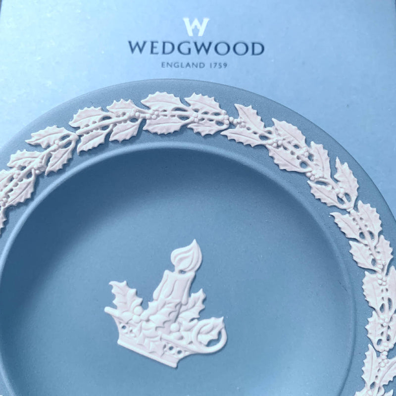 Vintage Collectable Wedgwood Celebration Christmas Candles Blue Plate Tray
