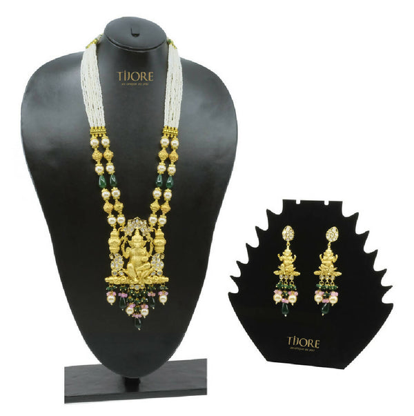 Designer Gold Toned Ganpati Ji Long Necklace Set