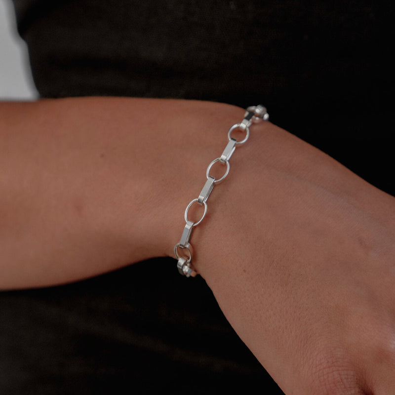 Oval Link Chain Bracelet Sterling Silver