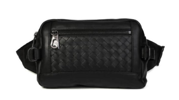 Bottega Veneta Intrecciato Weave Square Belt Bag Black