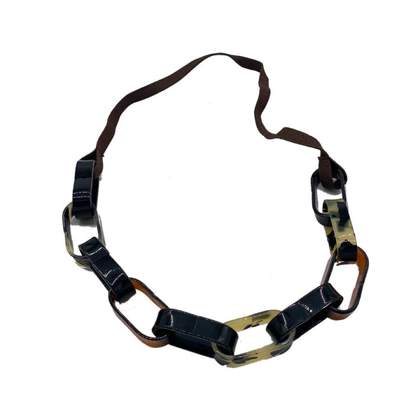 stylish vintage boho marbled plastic acrylic link chain long necklace