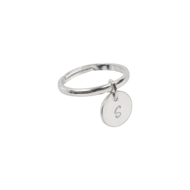 Personalised Initial Coin Ring Sterling Silver