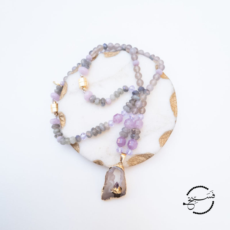 Grey and Purple Magnetic Necklace & Bracelet Set