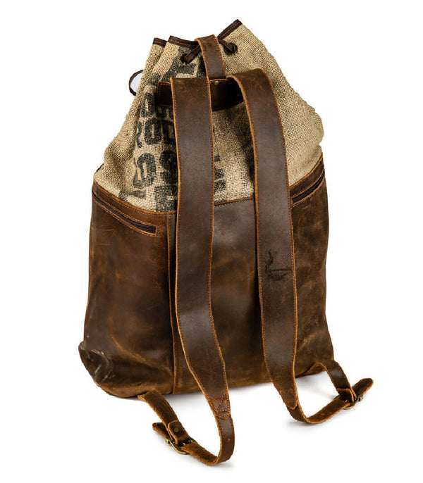 Coffee Burlap Backpack