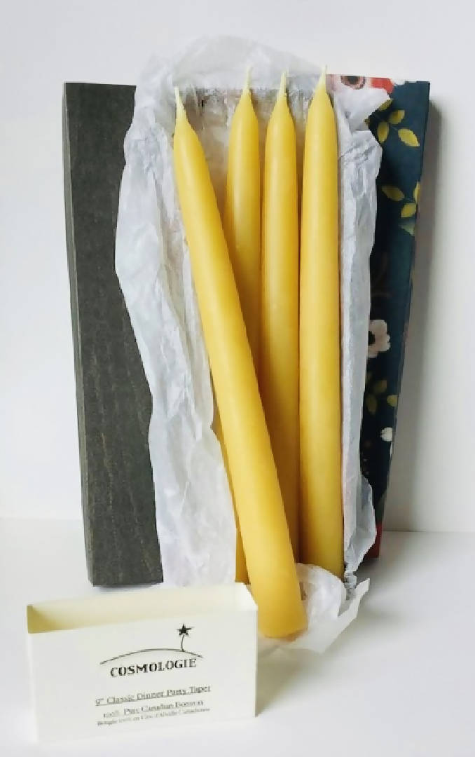 100% Canadian Beeswax Taper Candles - Traditional Hand-dipped - 2 Sizes