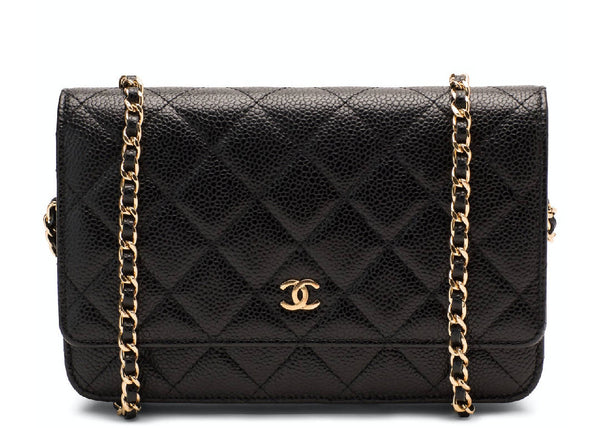 Chanel Wallet On Chain Quilted Caviar Gold-tone Black