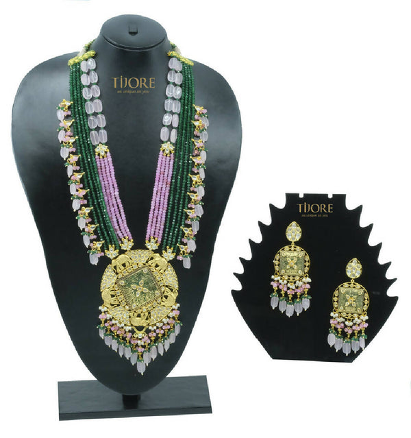 Designer Gold Toned Kundan Polki Elephant Necklace Set