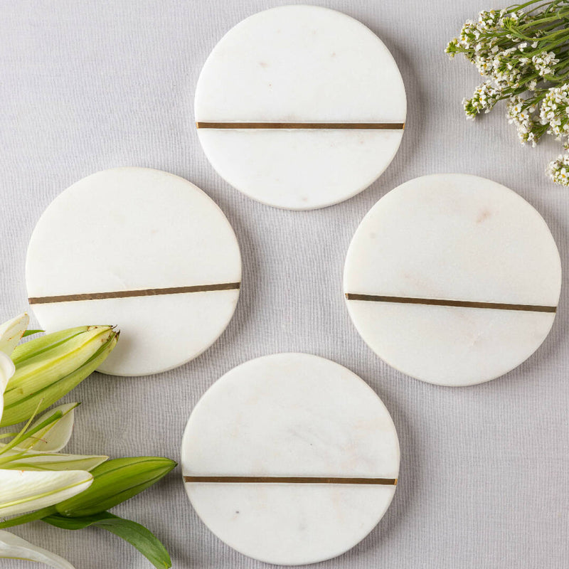 Skanda White Marble Coasters