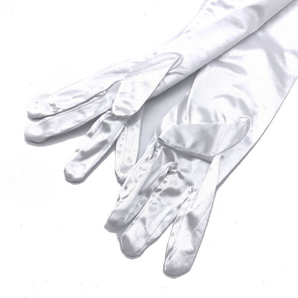 New bridal pure white vintage style satin evening gloves
