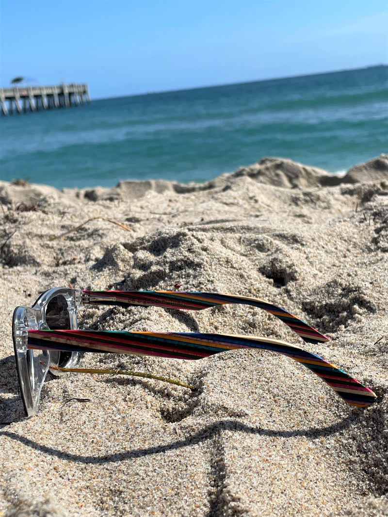 Mirror? - Silver Mirror Polarized SAARA Shades with Rainbow Wood Arms