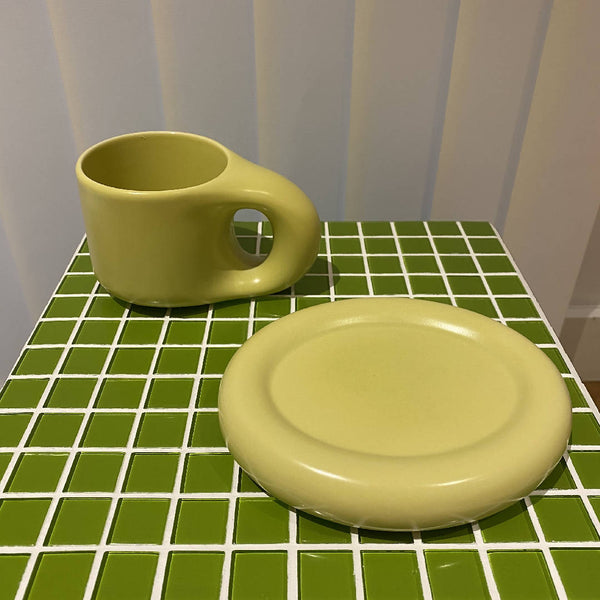 Melon Green Ceramic Chubby Mug Set