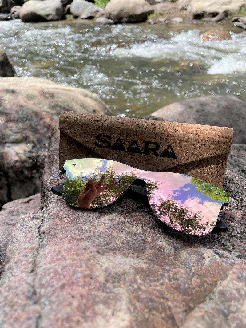 Rose Gold - Polarized SAARA Shades with Zebra Wood