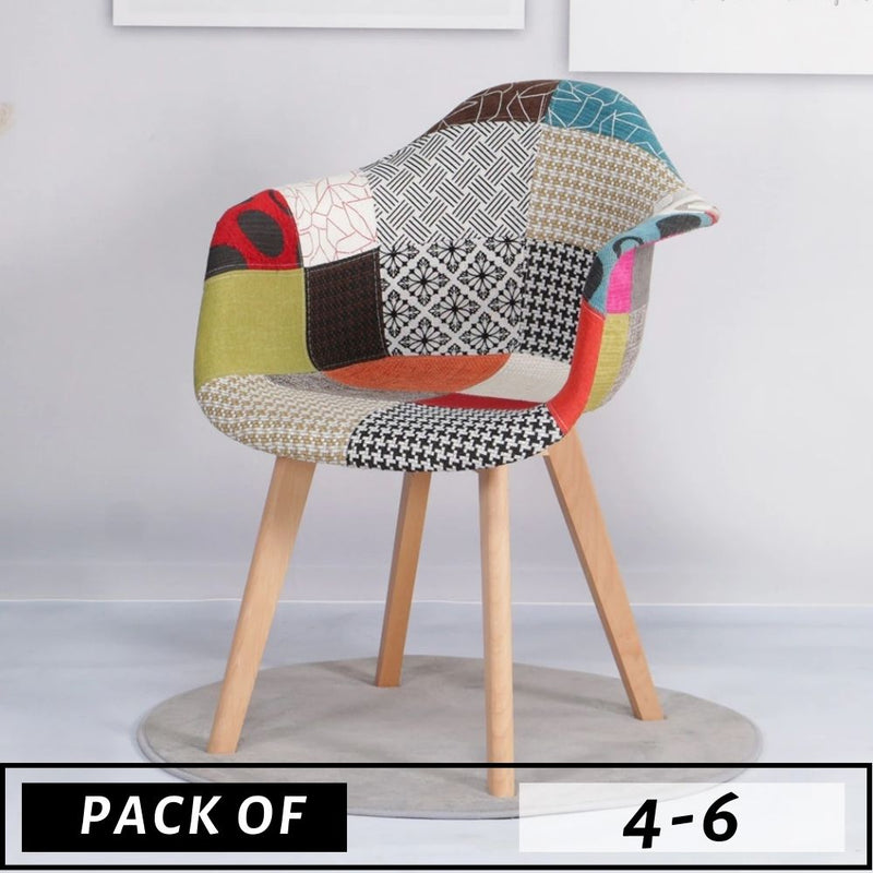 PACK OF 4/6 DAS PATCHWORK ARMCHAIRS