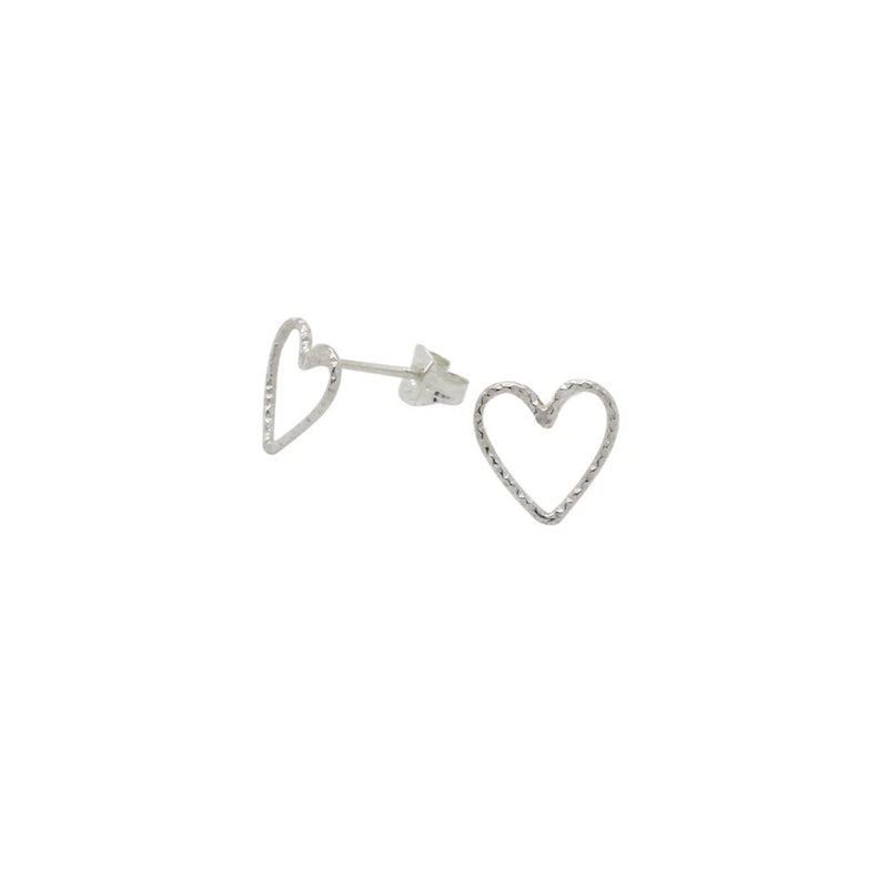 Open Heart Stud Earrings Sterling Silver