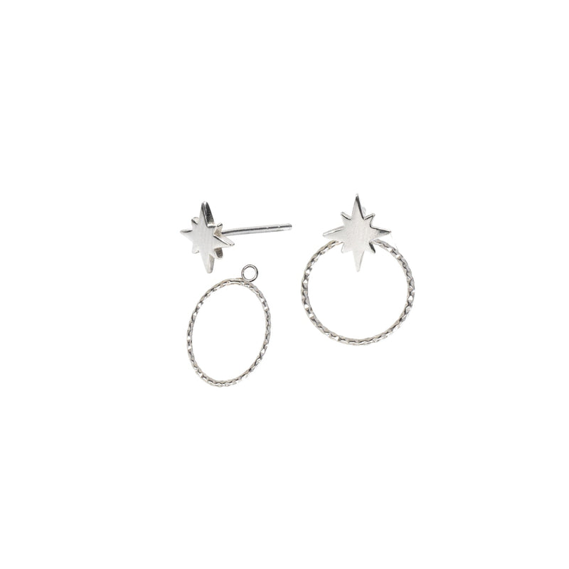 Star Stud Earrings and Ear Jackets Sterling Silver